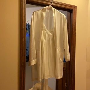 Lingerie slip with a matching silk robe.